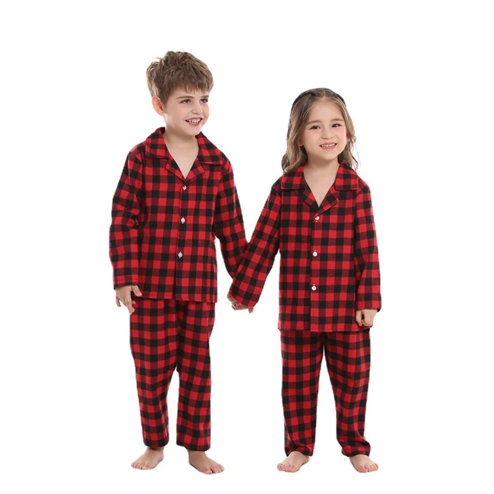 Top Trends: 2-Piece Cotton Pajama Set Kids Boys Girls Plaid Pattern Christmas Loungewear Kids Cotton Pajamas Set Plaid Shoppable Styles