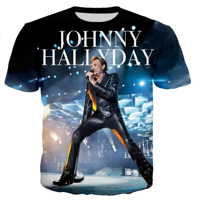 Top Trends: Summer Johnny Hallyday Men's And Women's T-shirts French Singer Elegary 3D Printed Street Clothing Casual Fashion Oversized Shoppable Styles