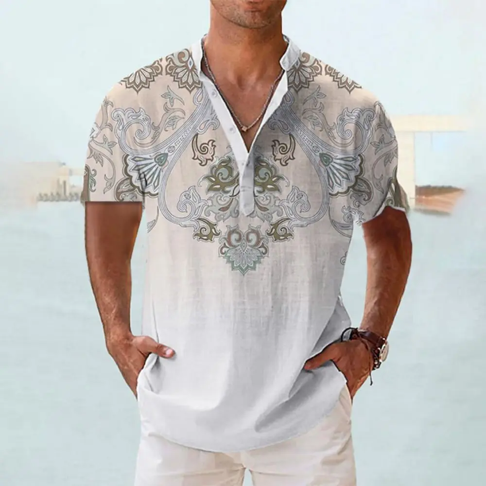 Top Trends: Luxurious Hawaiian Shirts For Mens Summer Clothing V Neck Oversized Short Sleeve Tops Fashion Designer Apparel Men Henley Shirts Shoppable Styles