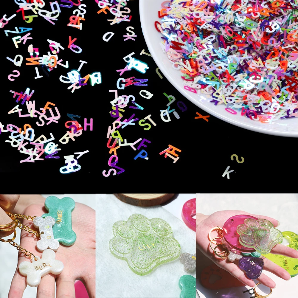 Top Trends: Holographic Glitter English Alphabet Flakes For Epoxy Resin Filling Laser Letter Resin Sequins Filler Silicone Mold Handmade DIY Shoppable Styles