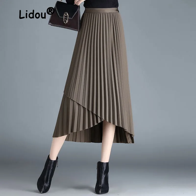 Top Trends: Irregular Pleated Half Skirt For Women In Design Feeling Elastic Waist Slimming Waist A-line Version Of Half Skirt Trend Shoppable Styles