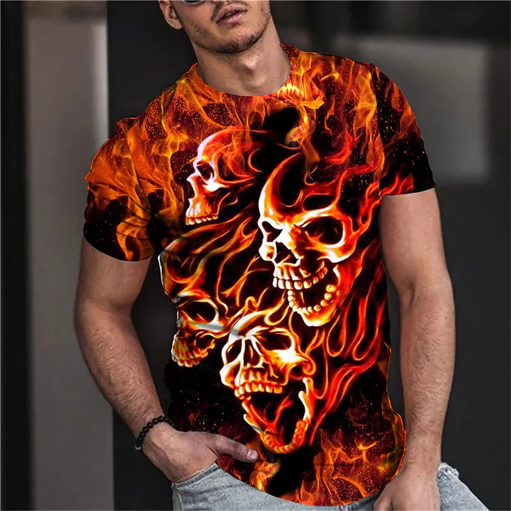 Top Trends: Men's T-shirt Summer Fashion Skull Theme 3D Men Cool Street Print TShirt Horror Series Tough Short Sleeve Men Large Size Top Tee Shoppable Styles