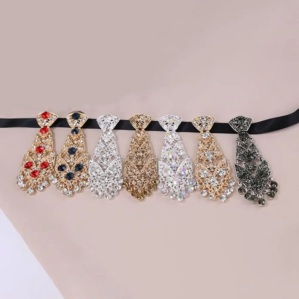 Top Trends: Fashion Metal Rhinestone Neck Tie For Men Women Necktie Men's Collar Wedding Dress Collar Gentleman Suit Shiny Crystal Tie Shoppable Styles