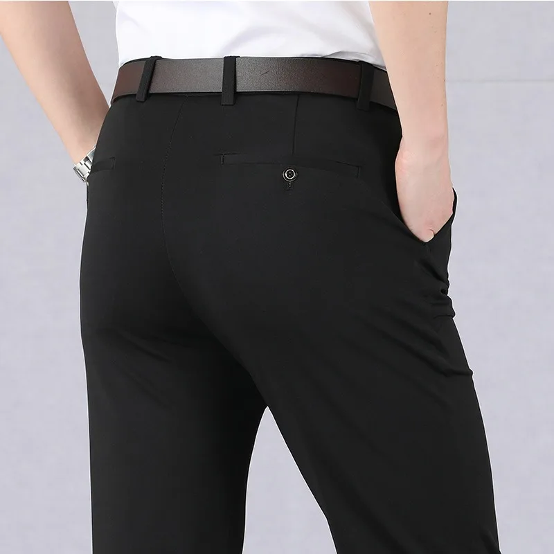 Top Trends: Summer Men's Clothing Trousers Solid Color Thin Thick Casual High Waisted Stretch Breathable Business Casual Long Pants Shoppable Styles - Image 2