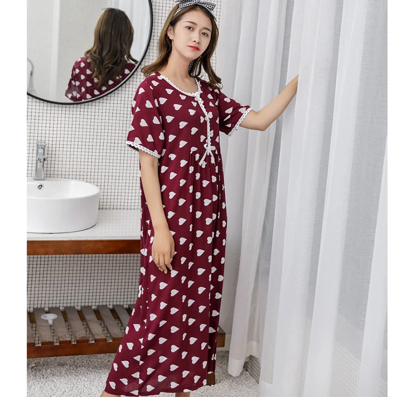 Top Trends: New Summer Nightdress Women Cotton Short Sleeve Polka Dot Breathable Nightgown Homewear Lady Princess Sleepwear Sleepdress Women Shoppable Styles