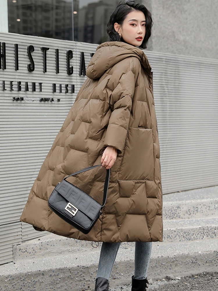 Top Trends: Winter Loose Thick Warm 90% White Duck Down Long Parkas Casual Women Hooded Female Zipper Pocket Down Coat Snow Outwear Coats Shoppable Styles