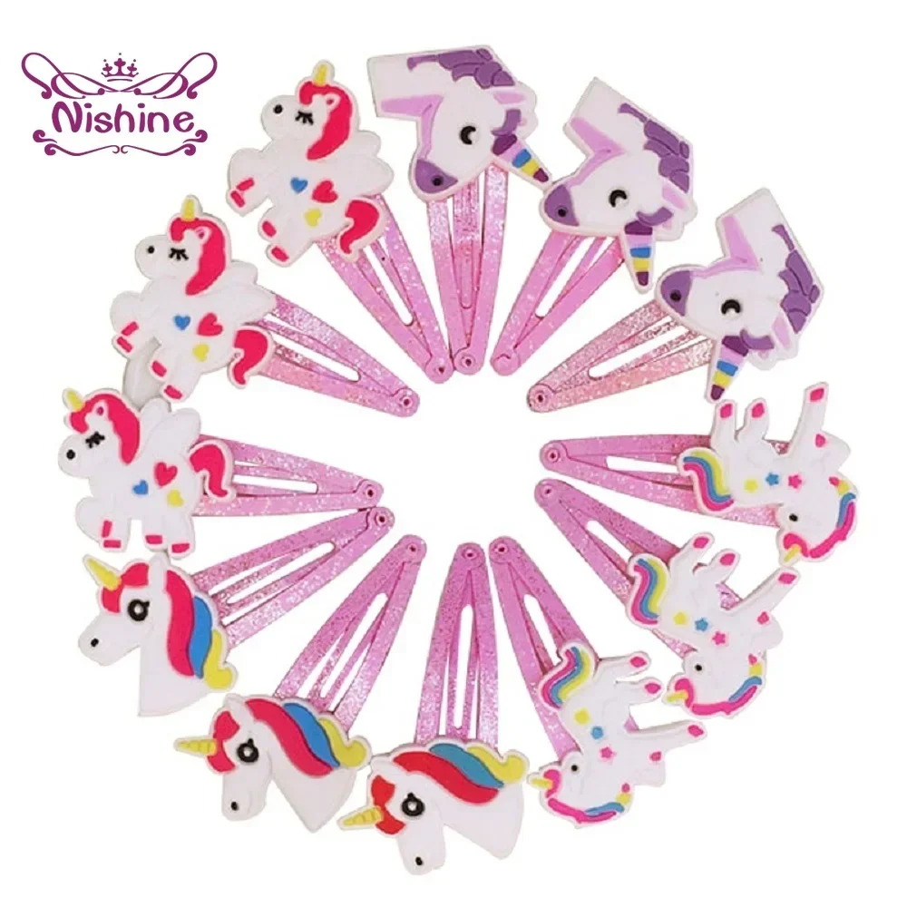 Top Trends: Nishine Glitter Unicorn Hair Clips Cartoon Animal Hairpins Cute Kids Headwear Baby Girls Hair Accessories Photo Props Gifts Shoppable Styles