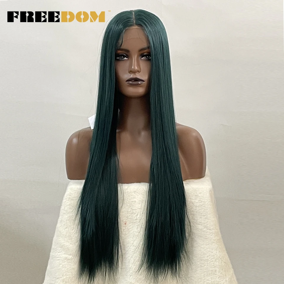 Top Trends: FREEDOM Synthetic Lace Wigs For Black Women 30 Inch Long Straight Wigs Ombre Brown Dark Green Purple Blue Cosplay Lace Wig Shoppable Styles