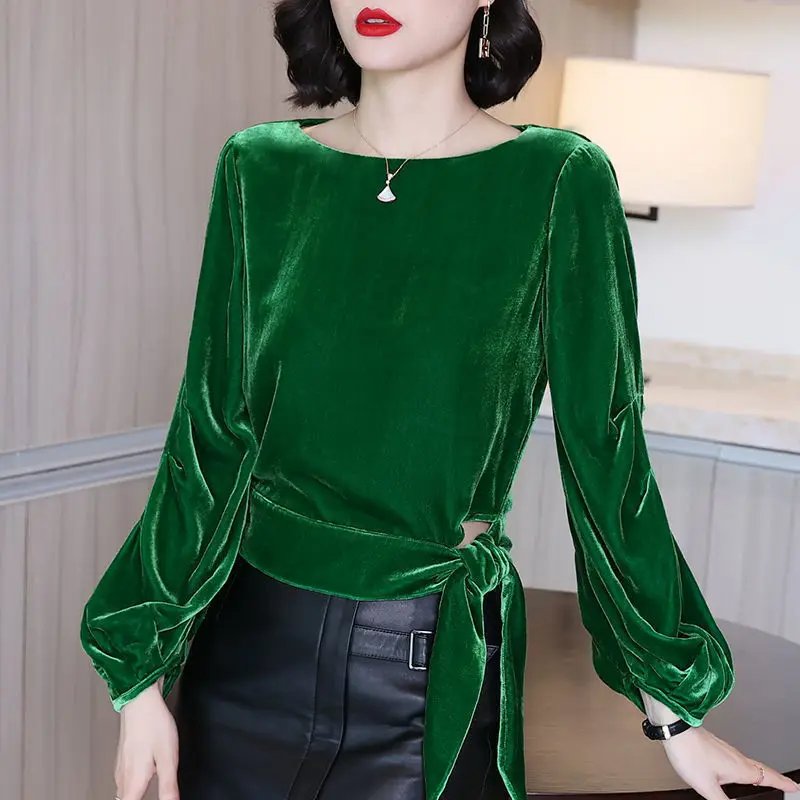 Top Trends: Fashion Lantern Sleeve Bandage Bow Blouse Women's Clothing 2022 Autumn New All-match Office Lady Tops Oversized Korean Shirt Shoppable Styles