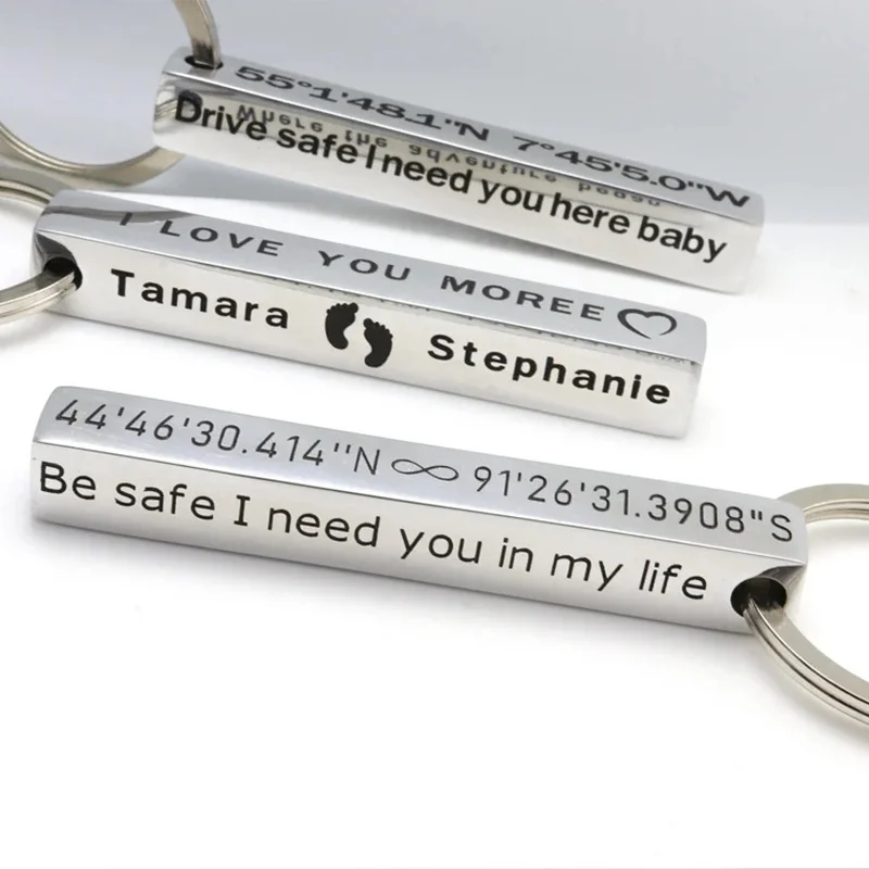 Top Trends: Vnox Personalize Keychains, Custom Father&#039;s Day Gift To Him, 3D Bar Key Chain, Stainless Steel Name Date Logo Engraving Keyrings Shoppable Styles