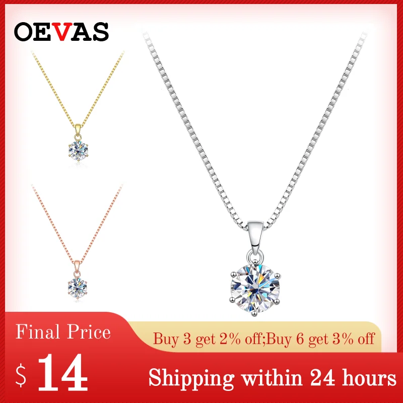 Top Trends: OEVAS 1 Carat Real Moissanite Pendant Necklace For Women Top Quality 100% 925 Sterling Silver Wedding Party Bridal Fine Jewelry Shoppable Styles