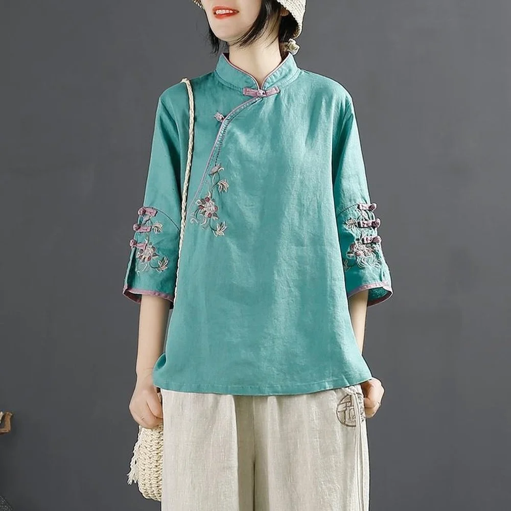 Top Trends: Spring Traditional Chinese Style Oriental Shirt Clothing For Female Women Half Sleeve Hanfu Loose Casual Blouse Large Size Tops Shoppable Styles