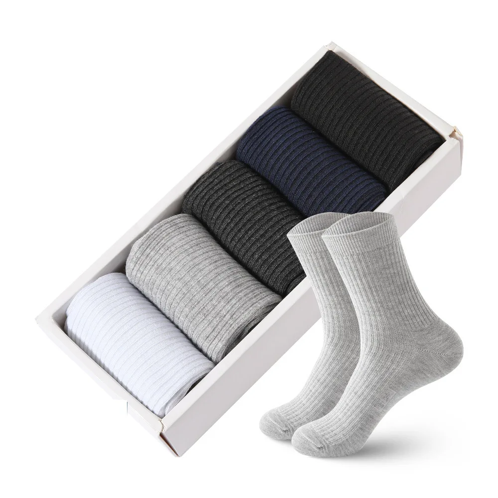 Top Trends: HSS Brand 5 Pairs / Lot Men‘s Socks Cotton Casual Business Stripe Socks Deodorant Breathable Black White Travel Winter Socks Man Shoppable Styles