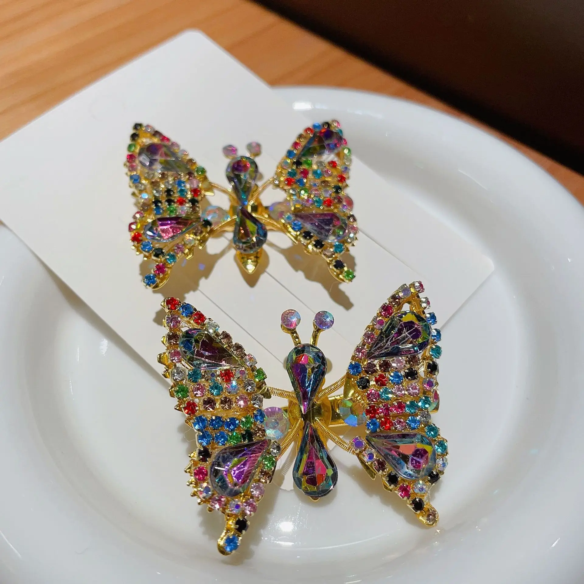 Top Trends: Shiny Multicolor Rhinestone Movable Butterfly Hairpin Wholesale Cute Duck Clip Girls Headwear Nice Birthday Gift For Daughter Shoppable Styles - Image 5