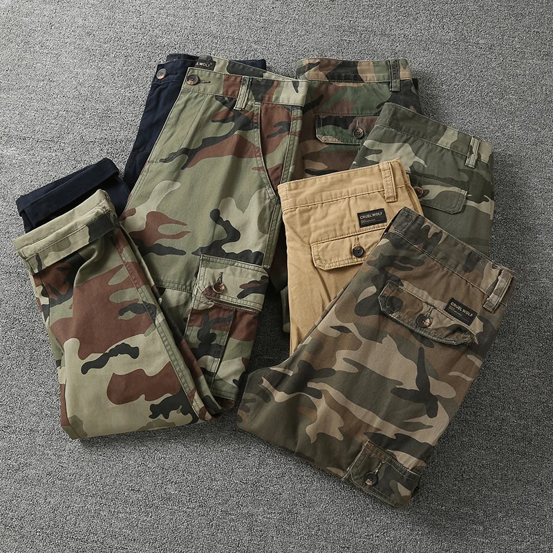 Top Trends: Men's Autumn / Spring Cotton Casual Pants Tactical Multi-Pockets Camouflage Cargo Pants Outdoor Hiking Pants Shoppable Styles - Image 6