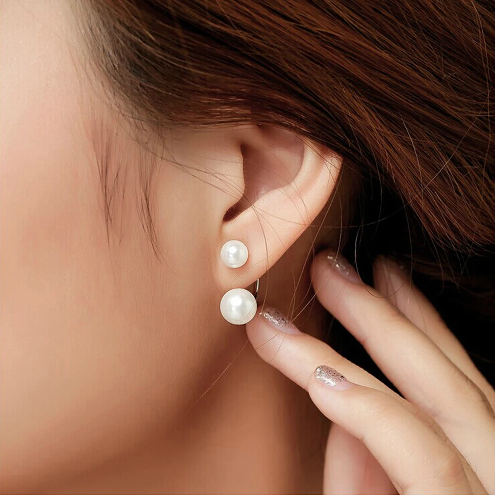 Top Trends: Double Side Earing Eardrop Fashion Jewelry Lady Earrings Simulated Pearl Earrings Eardrop Personality Earrings Ear Stud Sale Shoppable Styles