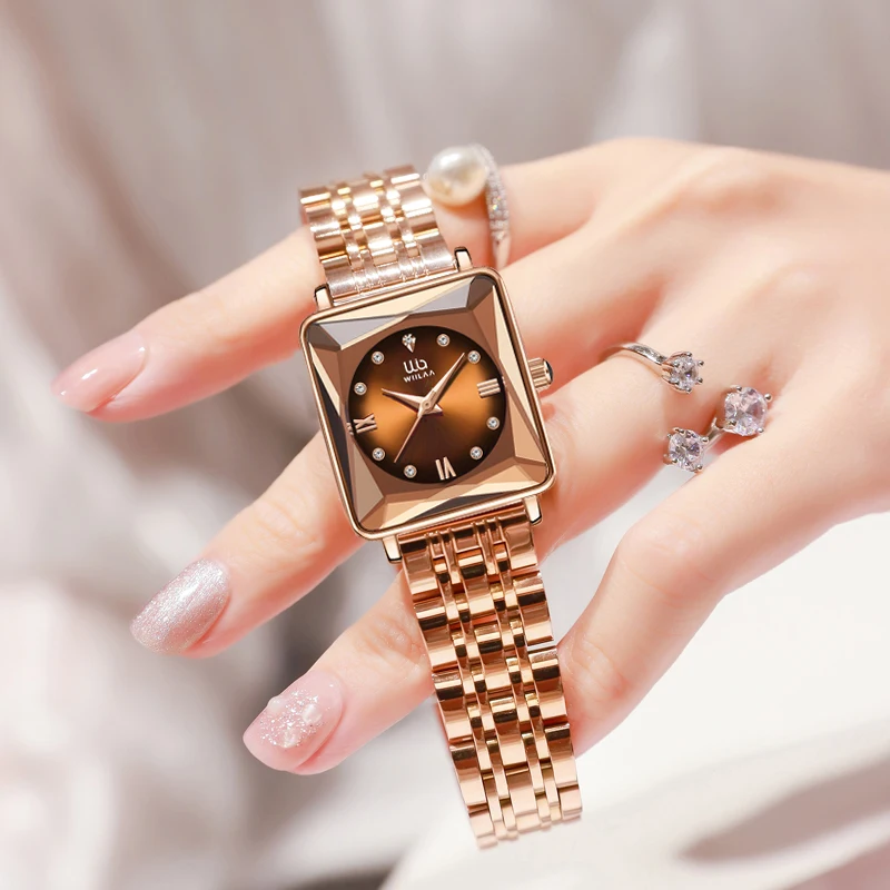 Top Trends: Women Business Wrist Square Watch 2023 Simple Design Luxury Fashion Rectangular Gold Stainless Steel Waterproof Quartz Watches Shoppable Styles