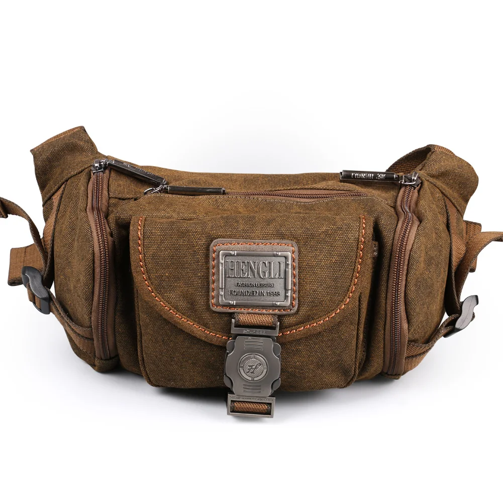 Top Trends: Ruil Retro Canvas Waist Bag Men Fashion Multi-Functional Pockets Leisure Travel Phone Bag Vintage Walking Mountaineering Package Shoppable Styles