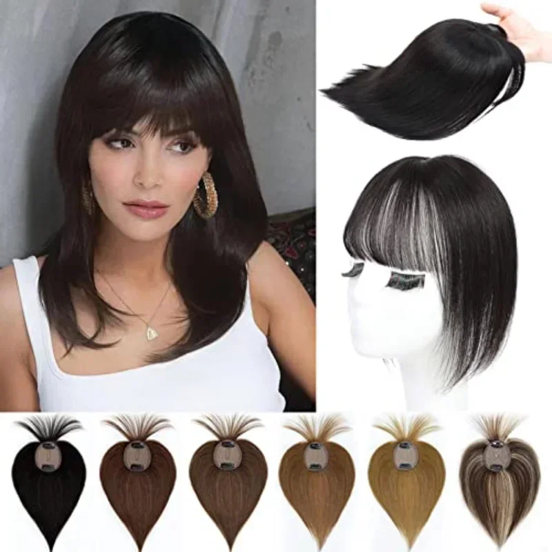 Top Trends: Women's Real Human Hair Gift Hat With Bangs Clip Style Bangs Wig Real Human Hair Toupee Toppers Women's Wig Hair Shoppable Styles