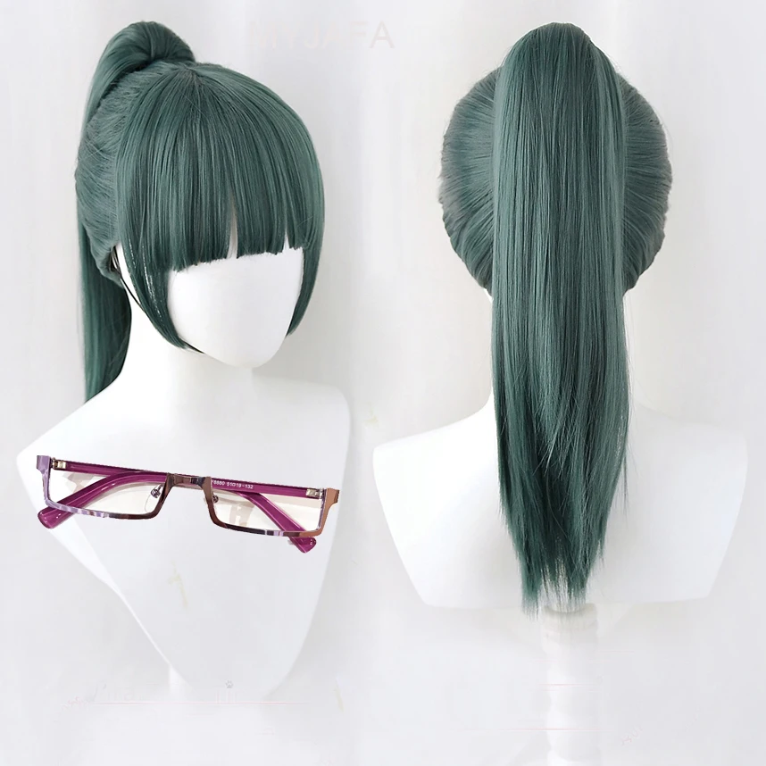 Top Trends: High Quality Maki Zenin Cosplay Wig Jujutsu Kaisen 60cm Dark Green Heat Resistant Synthetic Hair Anime Cosplay Wigs + Glasses Shoppable Styles