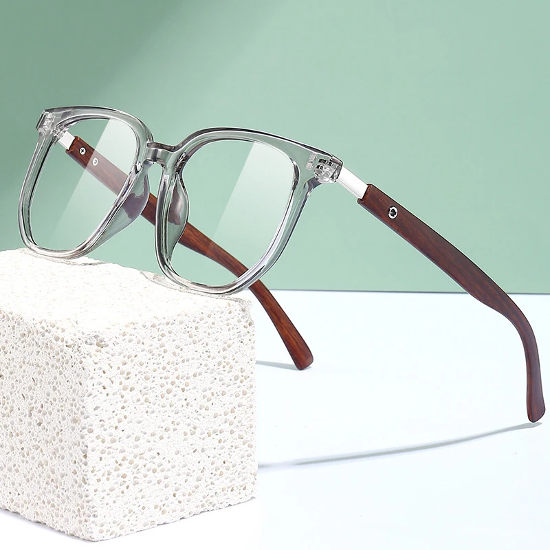 Top Trends: Korea Anti Blue Light Wooden Grain Leg TR90 Glasses, Men Women Big Square Blue Ray Blocking For Computer Glass Frames F8979 Shoppable Styles