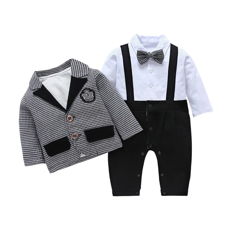 Top Trends: Baby Boys Gentleman Outfits Suits Clothing Spring And Autumn Baby Jacket Rompers 2PCS Suit Boutique Kids Clothing Shoppable Styles