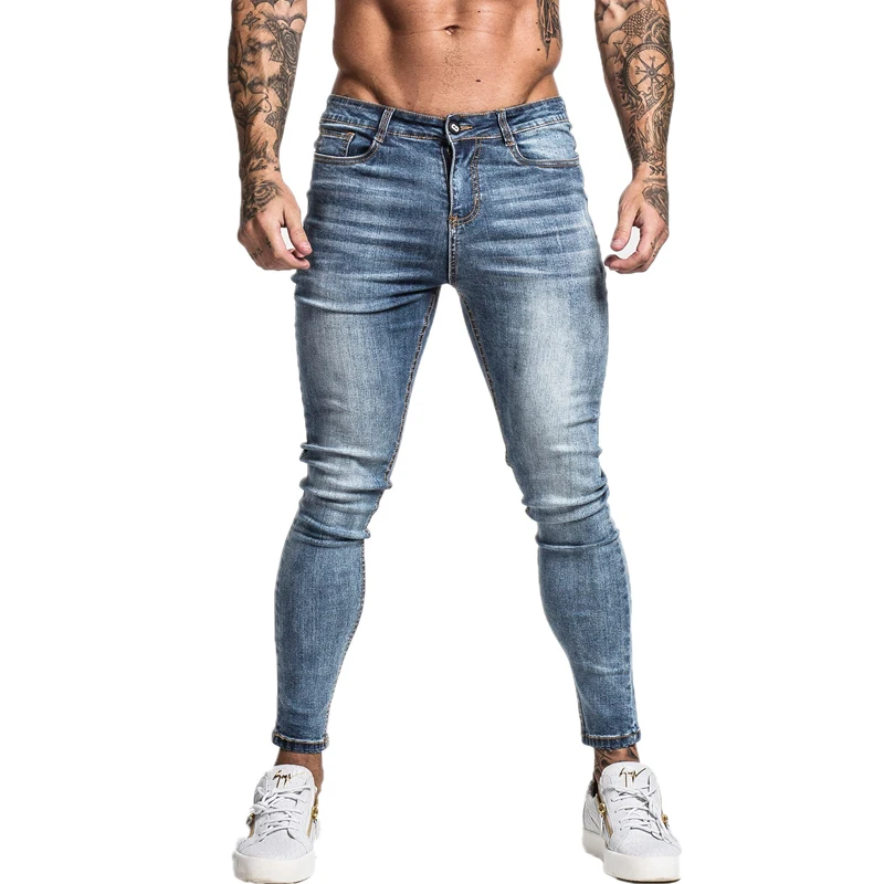 Top Trends: GINGTTO Jeans Men Elastic Waist Skinny Jeans Men 2020 Stretch Ripped Pants Streetwear Mens Denim Jeans Blue Shoppable Styles