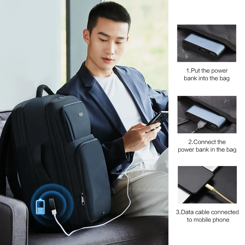 Top Trends: OIWAS Large Capacity Expandable Laptop Backpack USB Charging Port 17.3Inch Waterproof Business Travel Computer Bag For Men Women Shoppable Styles - Image 5