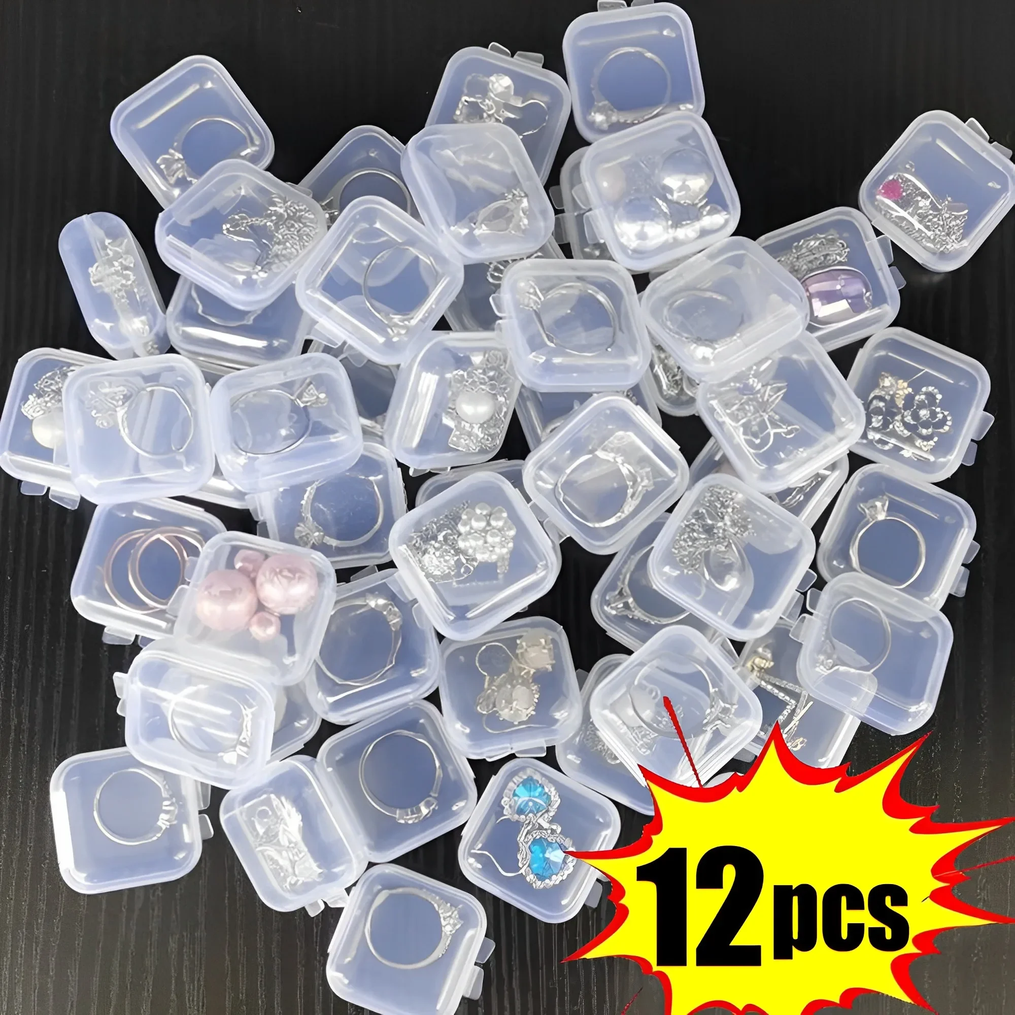 Top Trends: 12Pcs Clear Small Plastic Containers Transparent Storage Organizer Box With Hinged Lid For Items Crafts Jewelry Package Cases Shoppable Styles