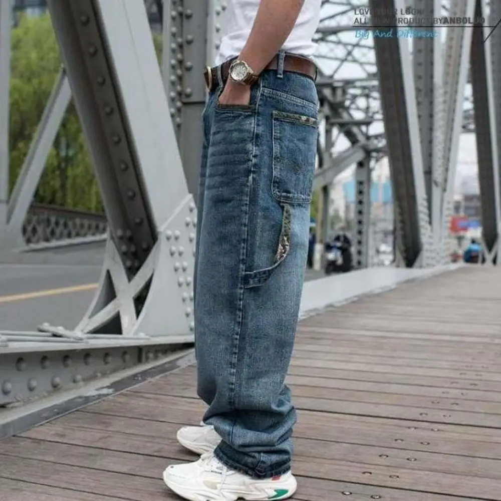 Top Trends: Men Jeans Fashion Blue Baggy Multi Pockets Hip Hop Designer Skateboard Loose Large Size Printed Streetwear Harajuku Shoppable Styles - Image 4