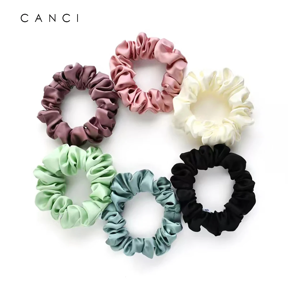 Top Trends: 100% Natural Mulberry Silk Scrunchies Hair Ties 2.5CM Silk Simple Pure Color Retro Hair Bands For Women Girls Rope Accessories Shoppable Styles