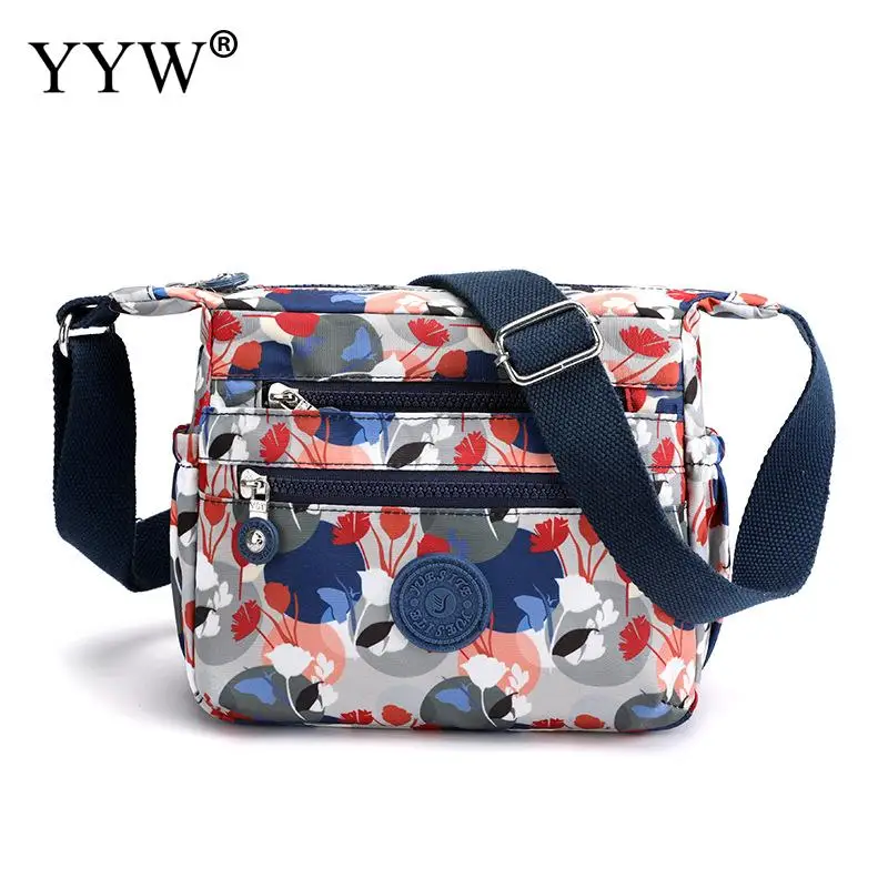 Top Trends: Fashion Floral Printing Cloth Crossbody Ladies Casual Shoulder Bag Multi Pocket Nylon Waterproof Handbag Women Shopping Tote Bag Shoppable Styles