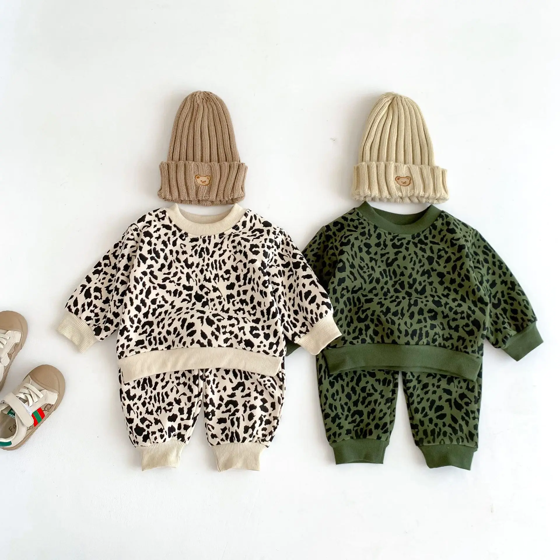 Top Trends: Autumn Baby Super Bird Boy Girl Tricot Babies Clothes Wholesale Leopard Print Sweatshirt Cotton Long Sleeve Suit Kids Outfit Set Shoppable Styles