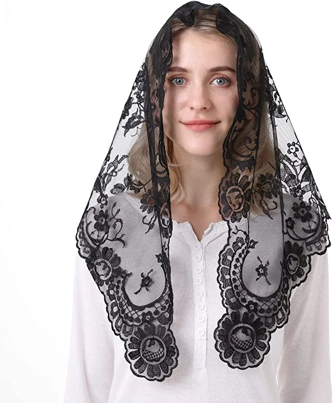 Top Trends: Multi Colors Spanish Style Lace Mantilla Church Veil Catholic Veil Shoppable Styles