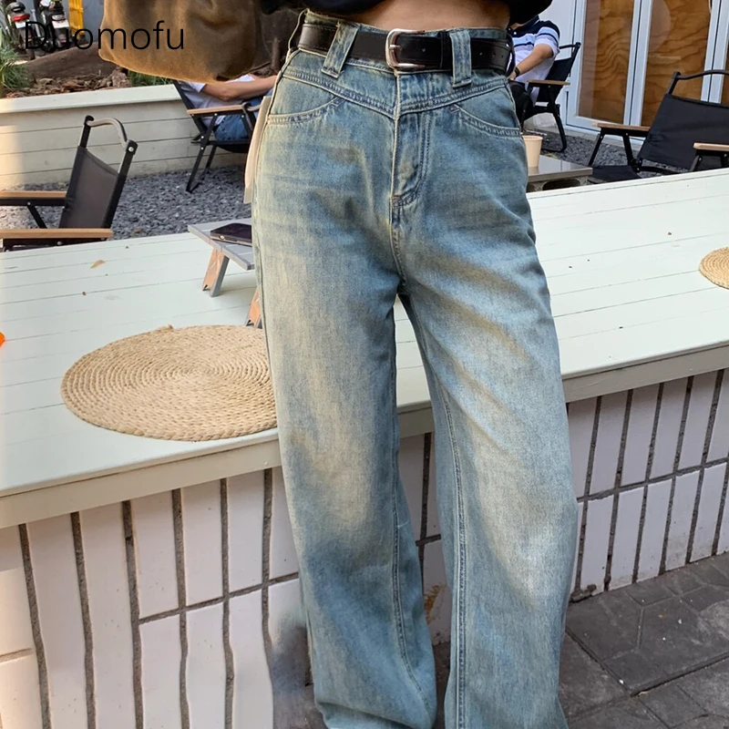 Top Trends: Duomofu Spring Chic High Waist Slim Straight Female Jeans New Classic Full Length Loose Casual Fashion Washed Loose Women Jeans Shoppable Styles