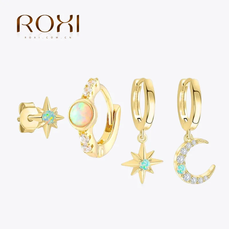 Top Trends: ROXI S925 Sterling Silver Natural Opal Stud Earring Hoop Earring Elegent Jewelry For Women Wedding Engagement Gift Sparkling Shoppable Styles