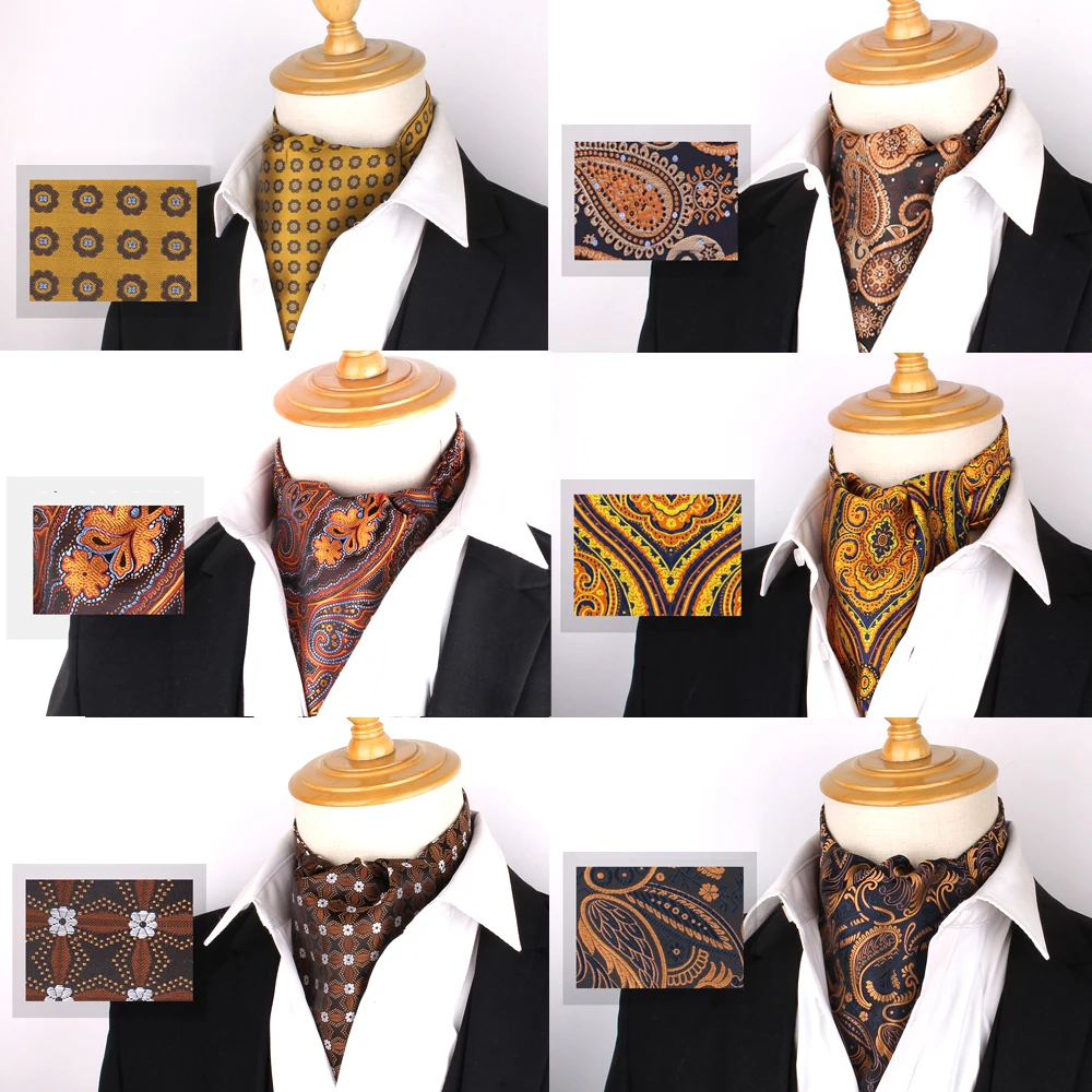 Top Trends: Yellow Paisley Men Cashew Tie Wedding Formal Cravat Ascot Scrunch Self British Gentleman Polyester Soft Paisley Neck Tie Luxury Shoppable Styles