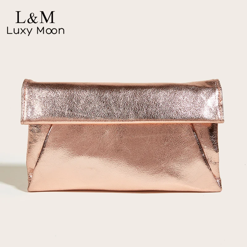 Top Trends: Fashion Glitter Handbag Luxury Solid Color PU Leather Bag Foldable Evening Purse For Women New Envelope Gold Clutch Bags XA38H Shoppable Styles