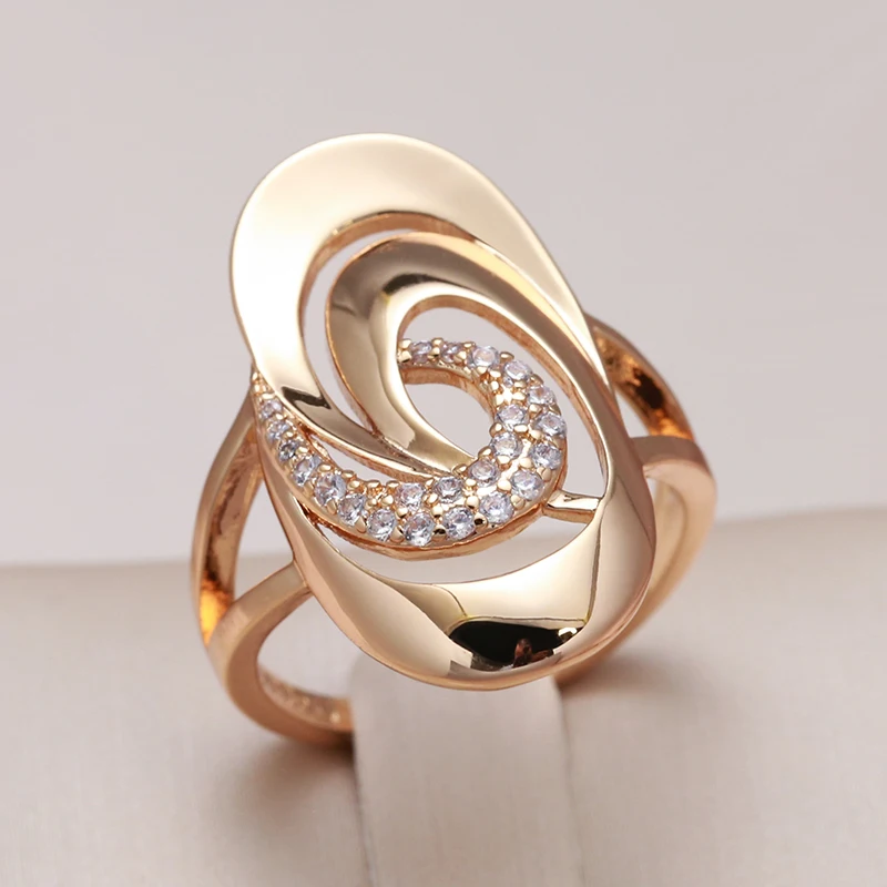 Top Trends: Kinel Unusual 585 Rose Gold Rings Daily Women Fine Jewelry Minimalist Geometry Natural Zircon Ring Fashion Jewelry 2022 Shoppable Styles