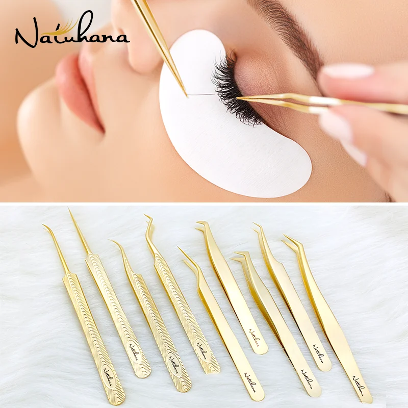 Top Trends: NATUHANA Professional Eyelash Tweezers False Lashes Volume Lash Tweezer Storage Wholesale Stainless Steel Tweezers Makeup Tools Shoppable Styles