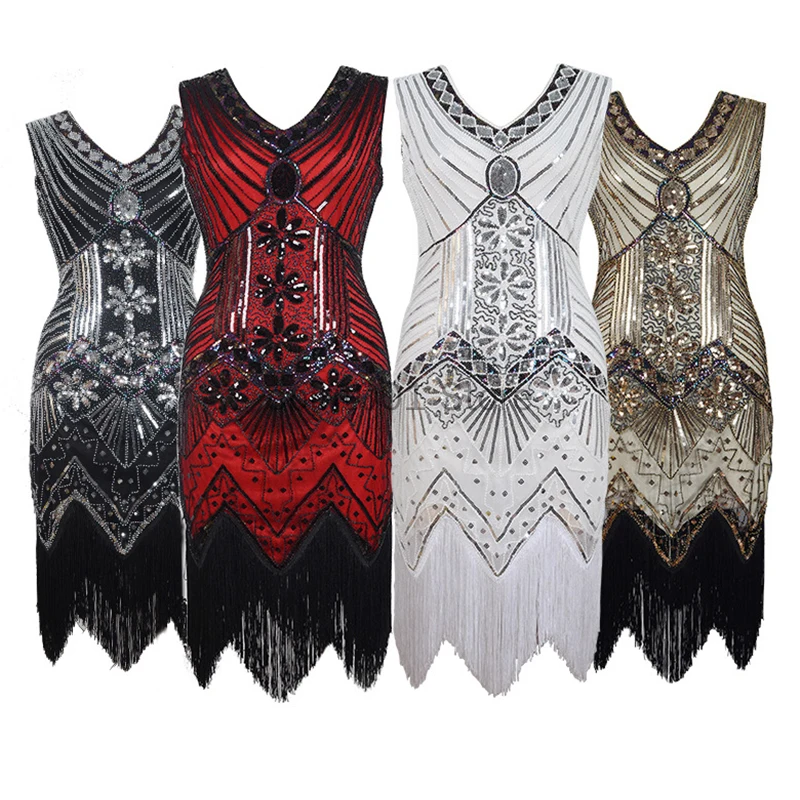 Top Trends: 20s Plus Size S-4XL Women 1920s Gastby Sequin Art Embellished Fringed Flapper Dress Party Costumes Shoppable Styles