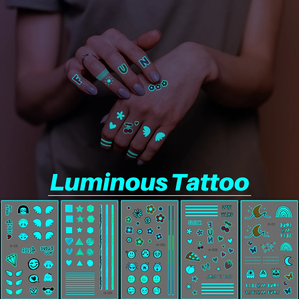 Top Trends: Cute Luminous Temporary Tattoo Stickers Waterproof Face Body Art Fake Tattoos Children Women Cosmetics Festival Accessories Shoppable Styles