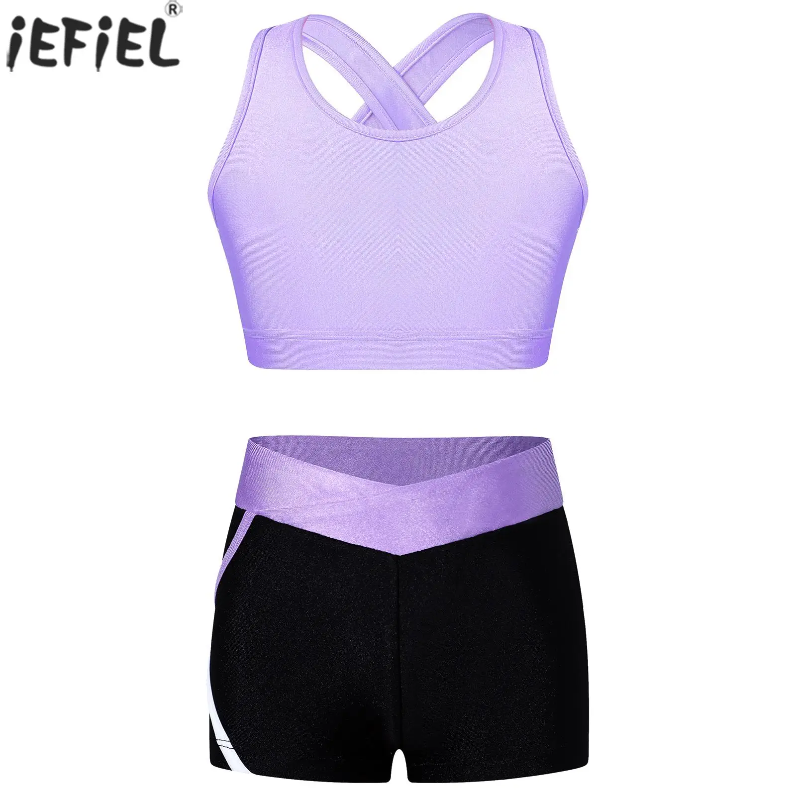 Top Trends: Kids Girls Workout Gymnastics Outfits Sleeveless Crop Top With Shorts Gym Running Sports Dance Performance Activewear Sportswear Shoppable Styles