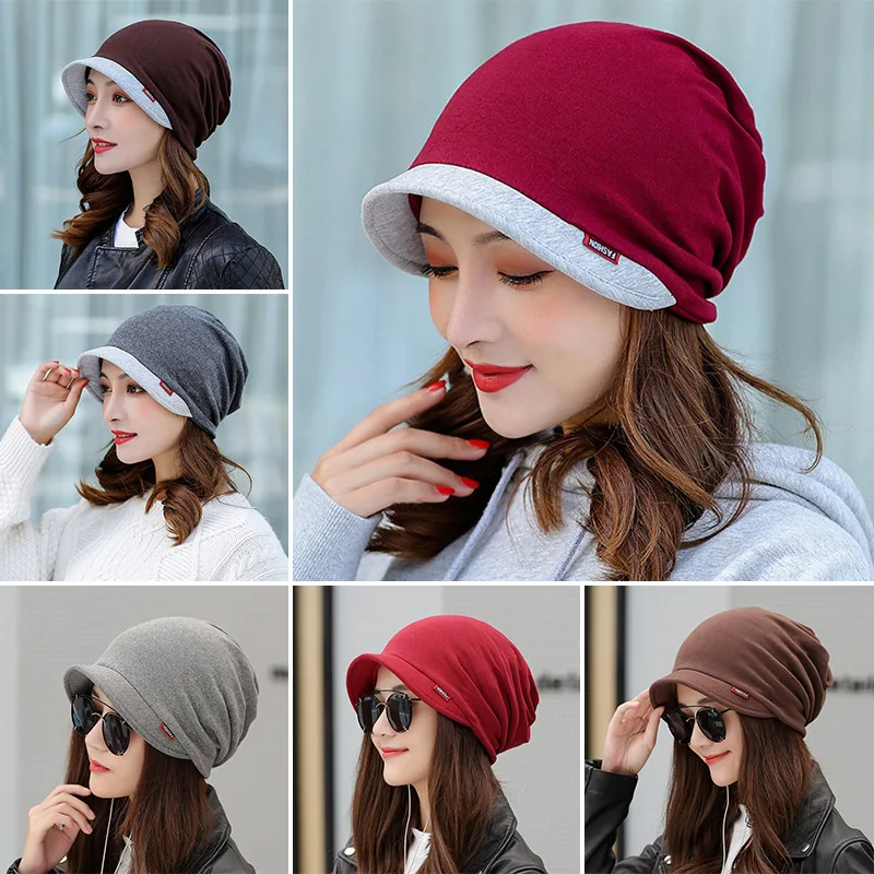 Top Trends: New Women Ponytail Brim Hat Solid Color Lady Girl Hip-hop Beanie Cap Female Soft Warm Casual Elasticity Hat Shoppable Styles