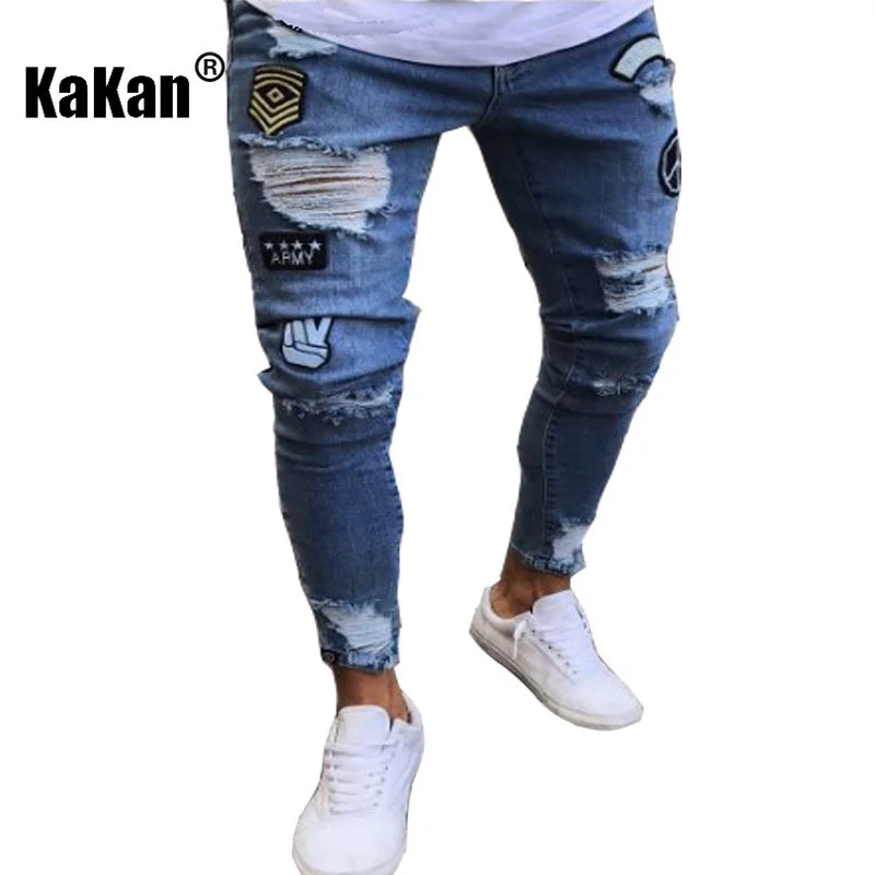 Top Trends: Kakan European And American High-quality New Long Jeans Men&#039;s Elastic Tight Jeans, Hole Badge Slim-fit Pants Jeans K14-881 Shoppable Styles