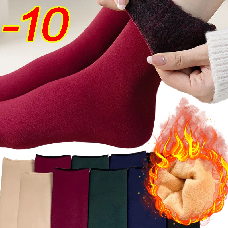 Top Trends: 5 / 1pairs Winter Warm Thermal Socks Velvet Thicken Wool Fleece Snow Stocking Harajuku Solid Color Medium Tube Sleeping Sock Shoppable Styles