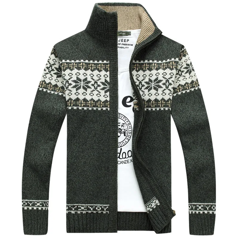 Top Trends: Autumn Winter Foreign Trade Sweater Men's Zipper Jacquard Slim Fit Standing Neck Sweater Casual Coat Knitted Cardigan YM1041 Shoppable Styles