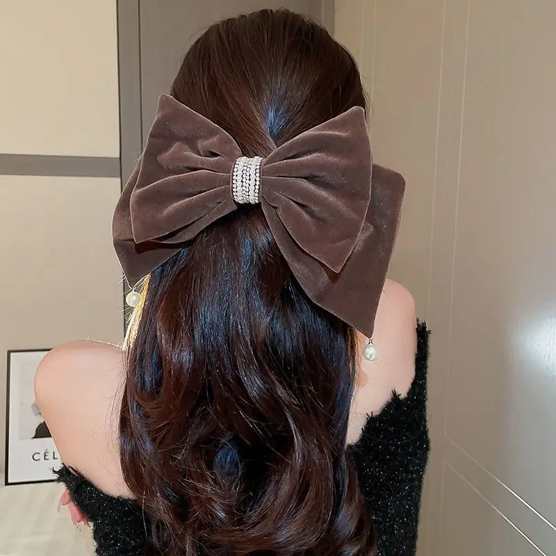 Top Trends: Trendy Sweet Velvet Multi-Layer Large Bow Hair Clips Women Luxury Pearl Hairpins Clip Headpiece Girls Hair Accessories Gifts Shoppable Styles