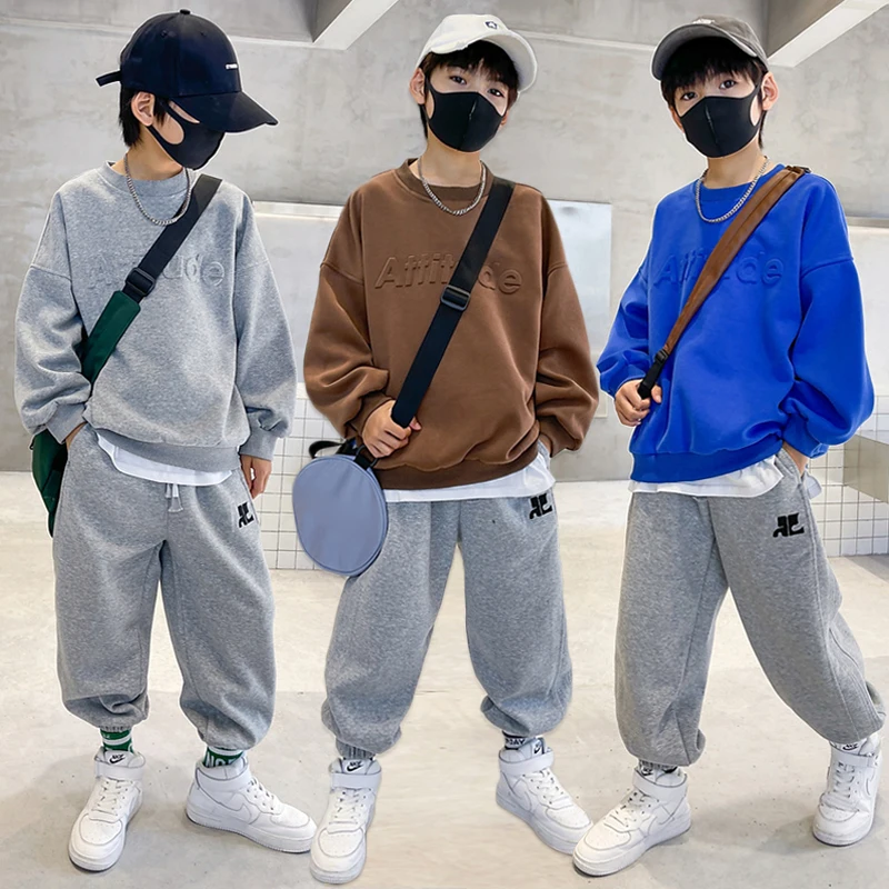 Top Trends: 5-14 Years Teenager Boys Clothing Sets Spring Autumn New Fashion Letter Sweatshirt + Pants 2Pcs Tracksuit Suits For Kids Clothes Shoppable Styles