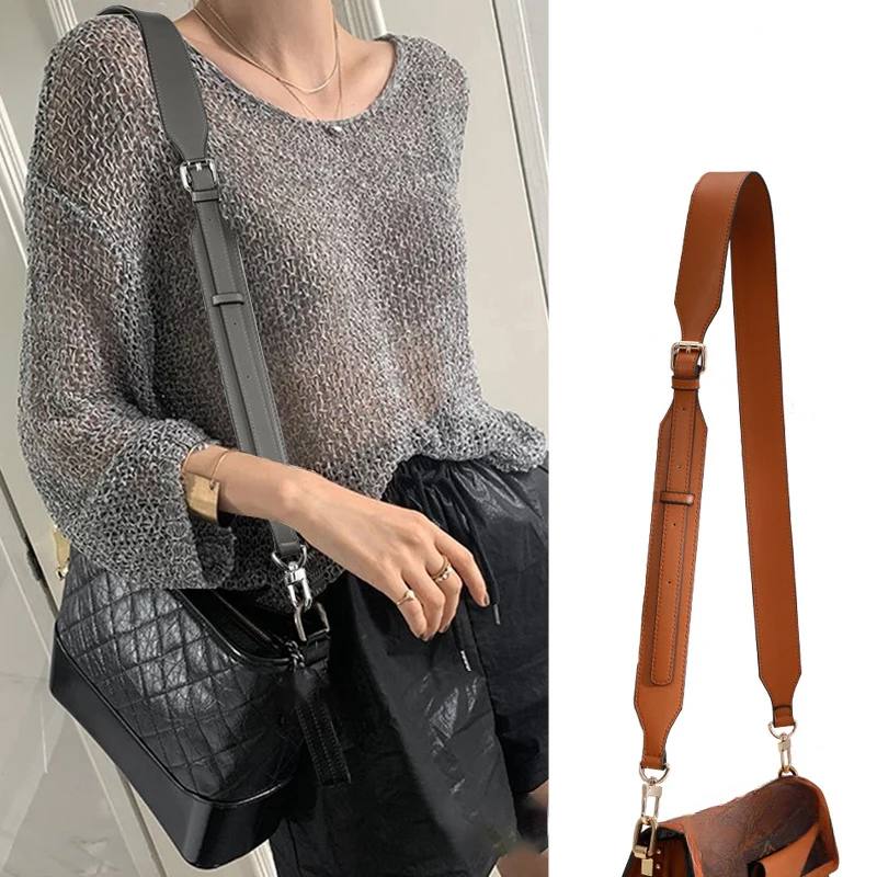 Top Trends: 107-120cm Leather Adjustable Bag Strap Black Shoulder Handle Handbag Strap Replacement Women Bag Accessories 3.8cm Width Shoppable Styles